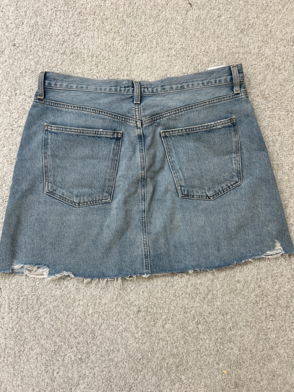 Agolde Light Blue Denim Raw-Hem Mini Skirt - Picture 5 of 9